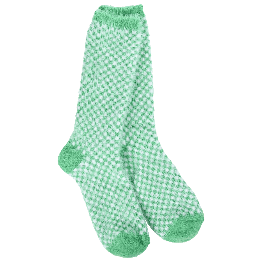 World's Softest Socks Socks Feather Crew -  Green Check