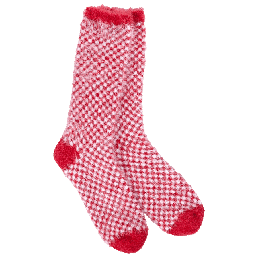 World's Softest Socks Socks Feather Crew -  Red Check