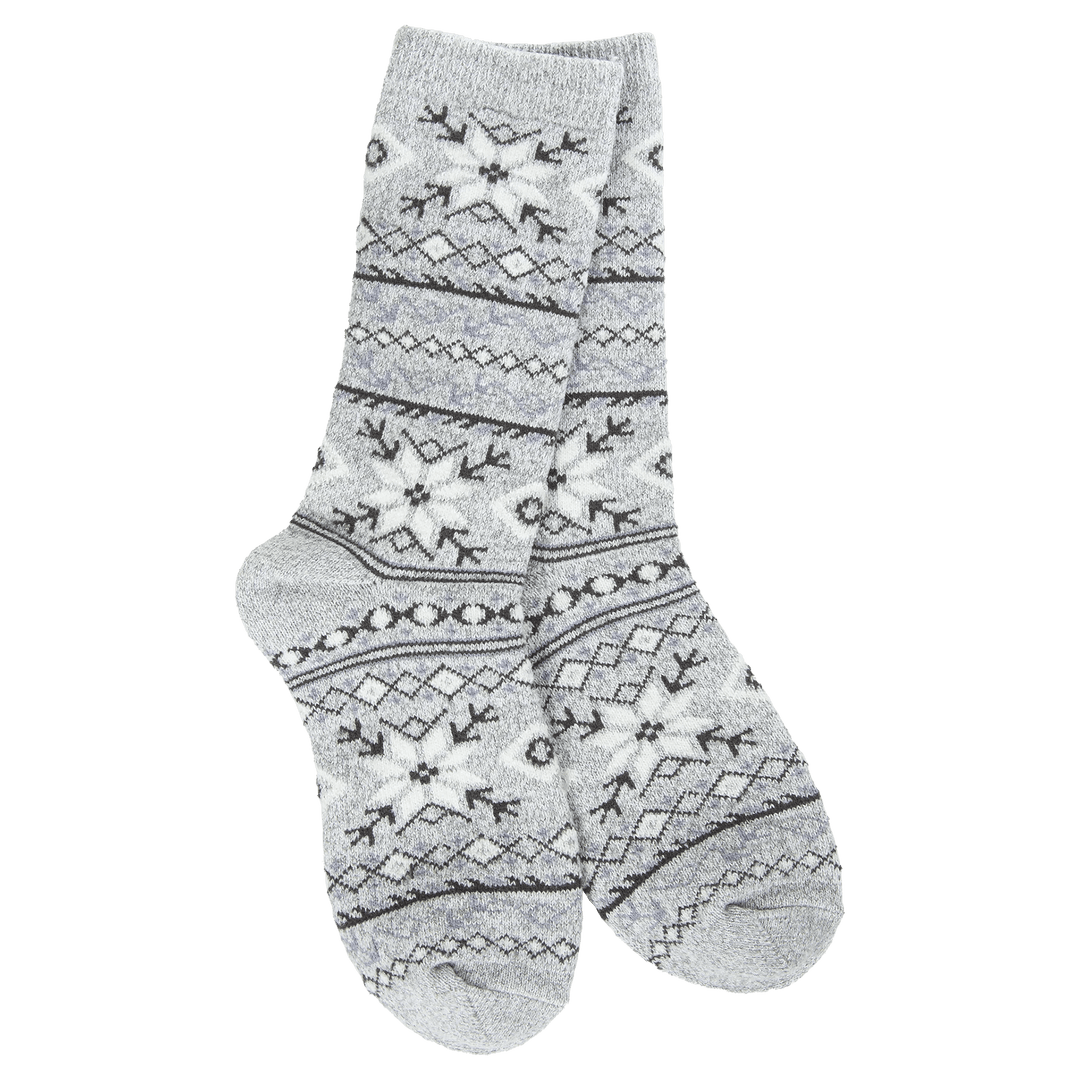 World's Softest Socks Socks Holiday Mini Crew - Fair Isle Grey