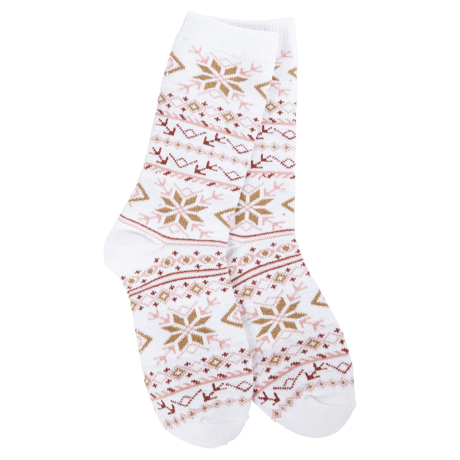 World's Softest Socks Socks Holiday Mini Crew - Fair Isle White Multi