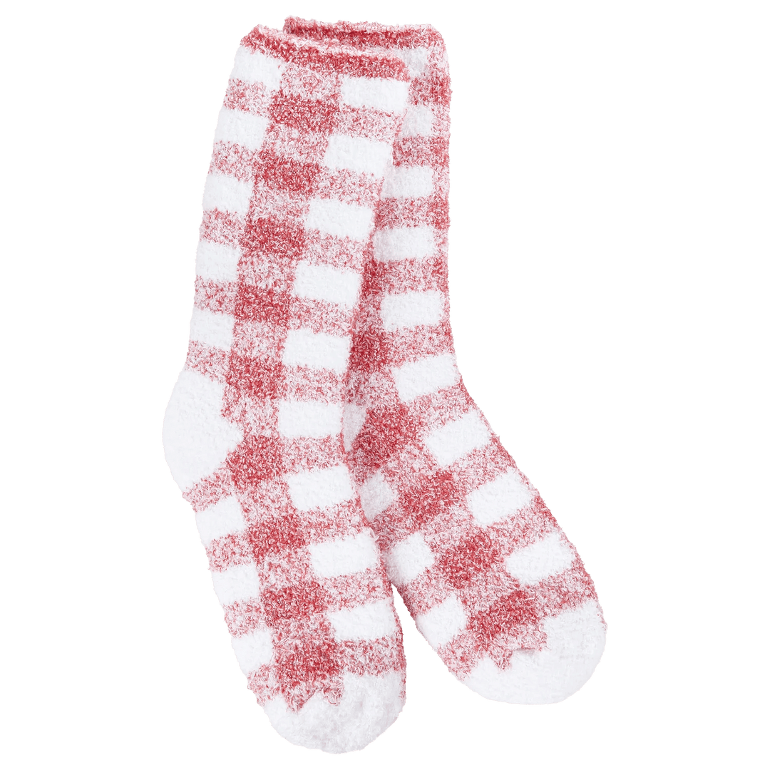 World's Softest Socks Socks Knit Pickin' Fireside Crew - Crimson Check