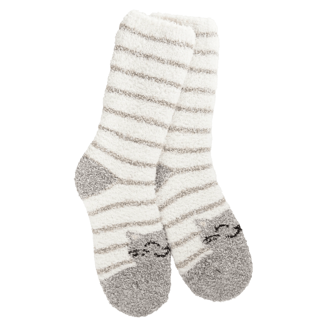 World's Softest Socks Socks Knit Pickin' Fireside Crew Socks - Cat Stripe