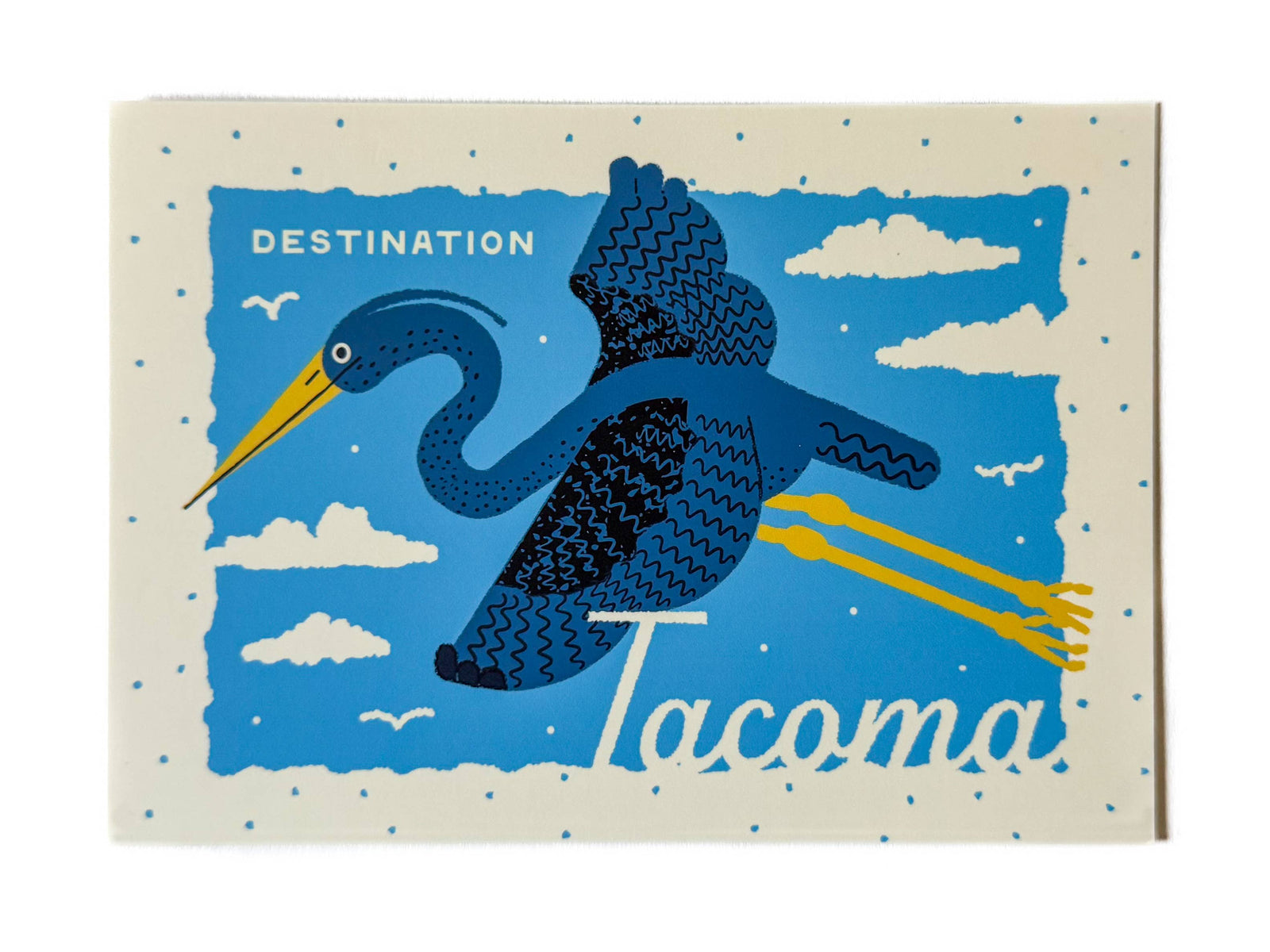 Wug Prints Cards Destination Tacoma - Soaring Heron Postcard
