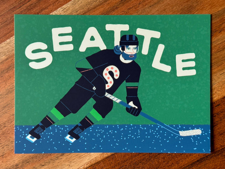 Wug Prints Cards Seattle Hockey Player Postcard