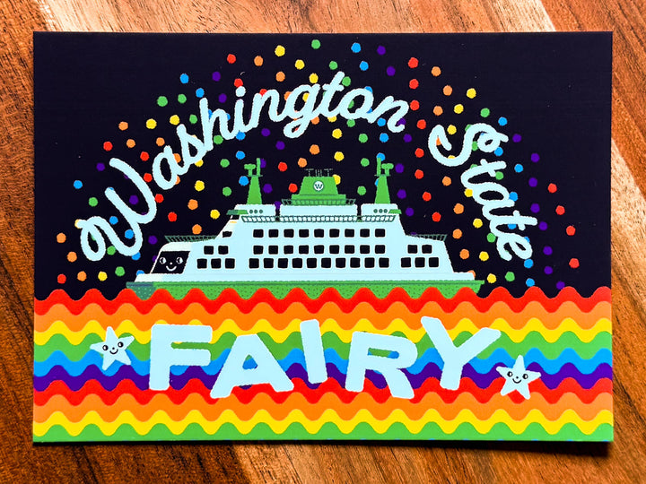 Wug Prints Cards Washington State Fairy Pride Postcard