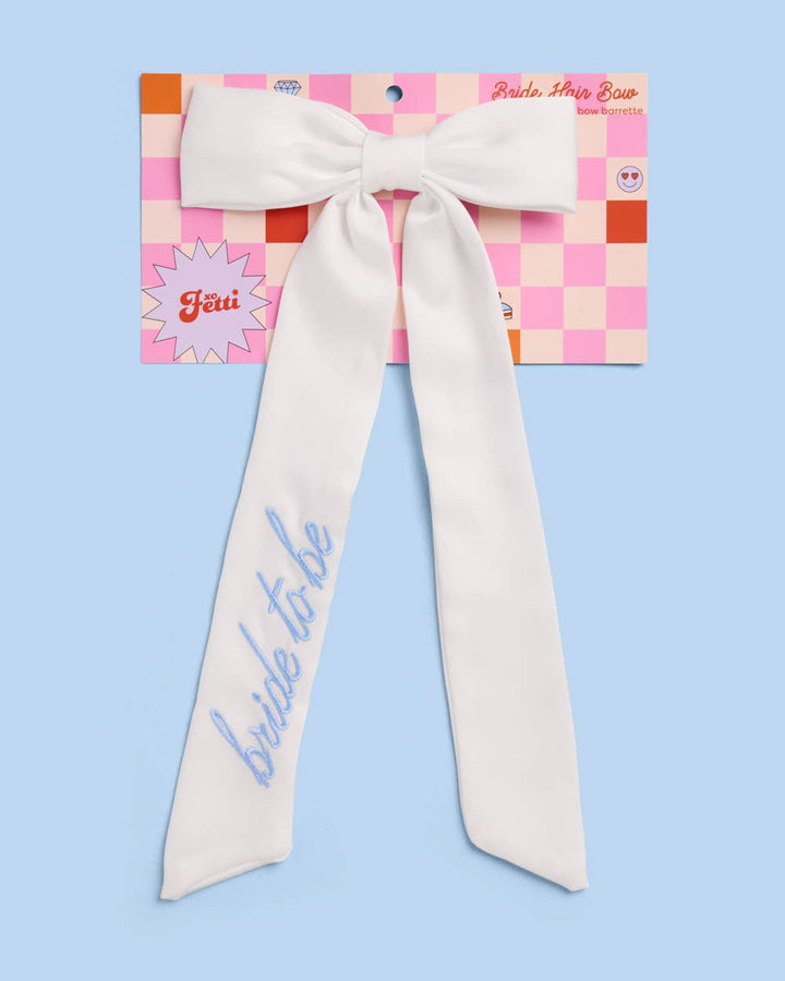 xo, Fetti Gifts Bride To Be Embroidered Hair Bow