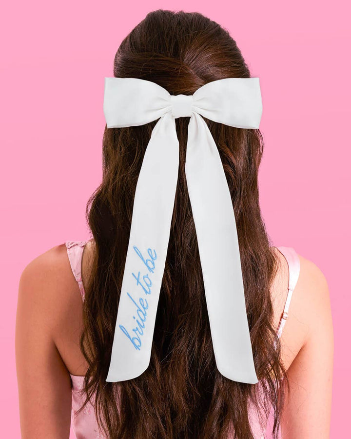 xo, Fetti Gifts Bride To Be Embroidered Hair Bow