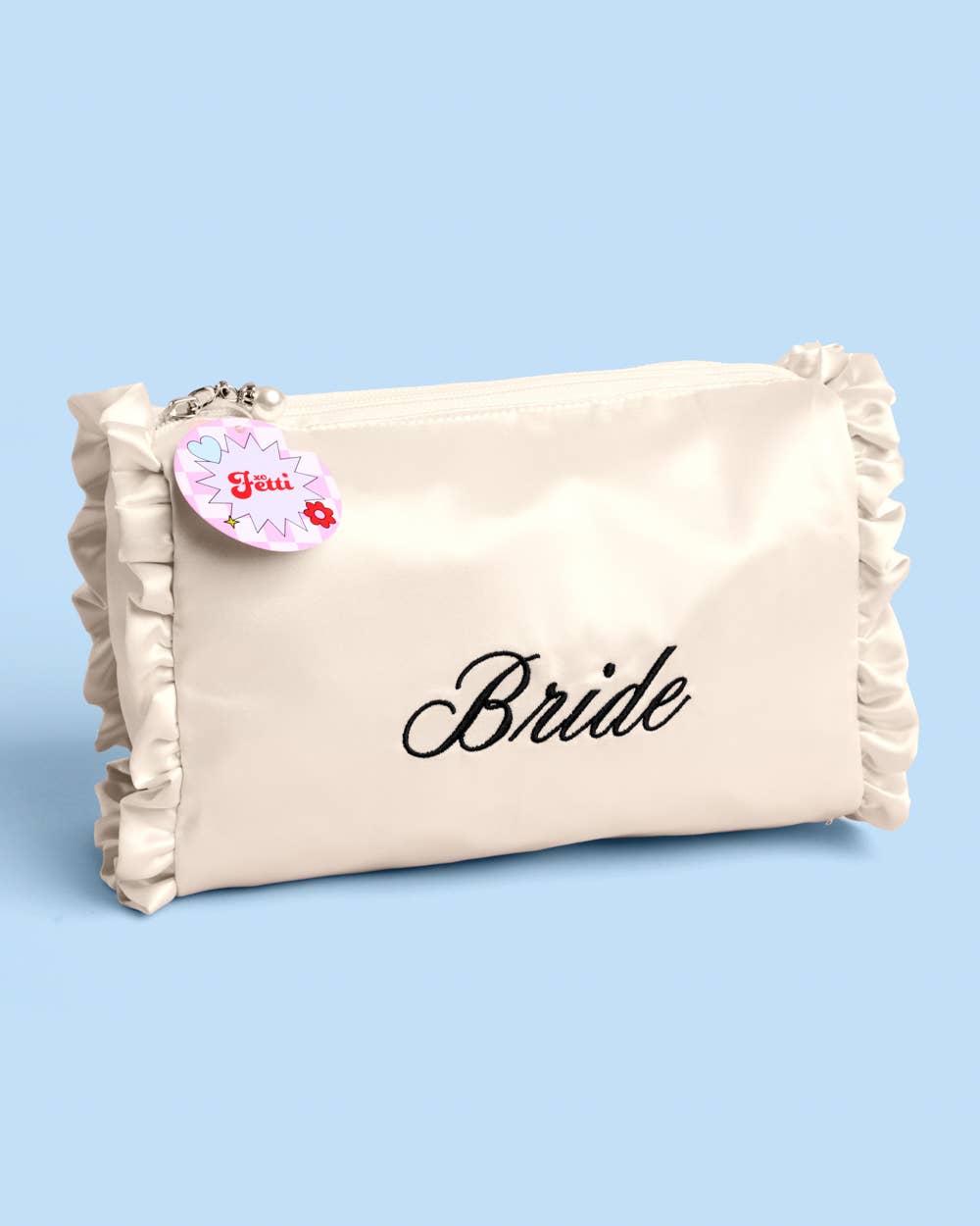 xo, Fetti Gifts Embroidered Bride Satin Cosmetic