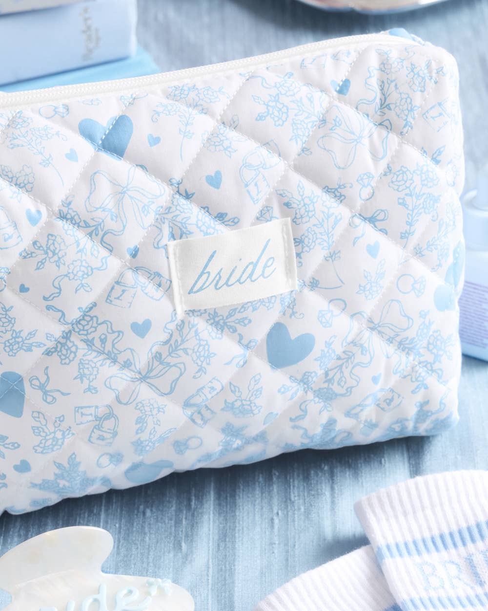 xo, Fetti Gifts Quilted Cosmetic Bag - Bride