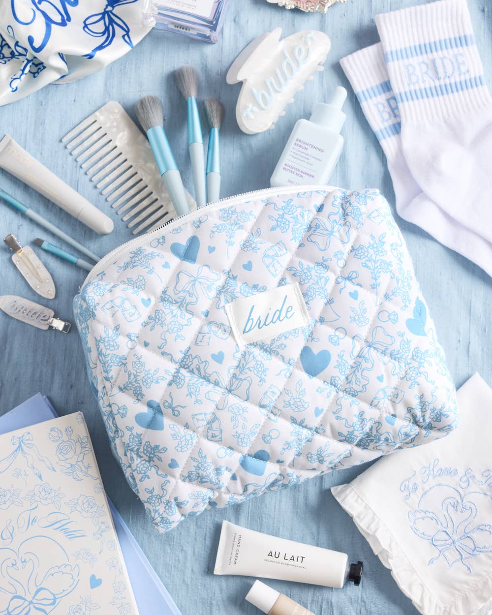 xo, Fetti Gifts Quilted Cosmetic Bag - Bride