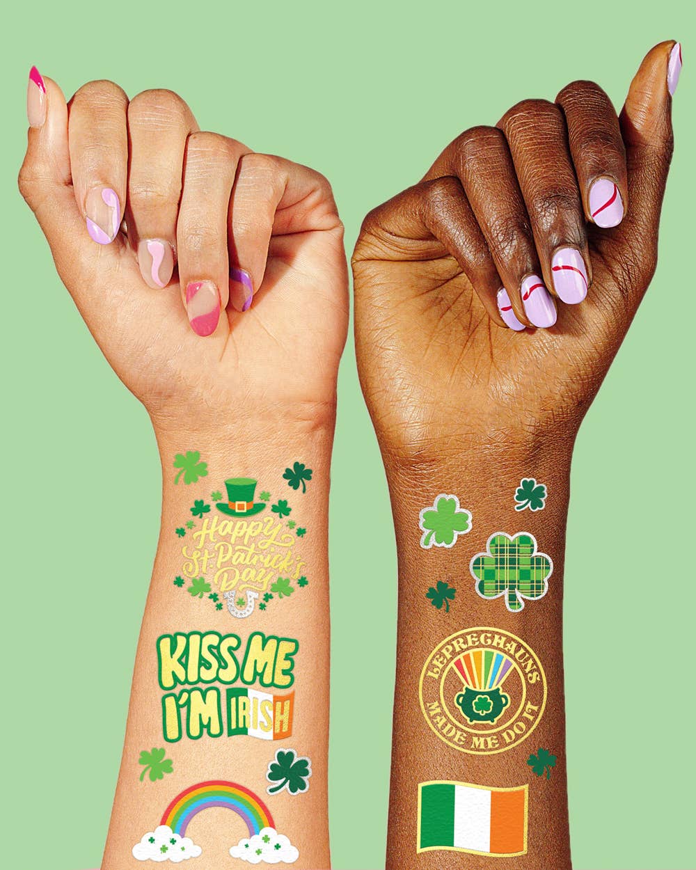 xo, Fetti Holiday St Patrick's Tats - Shamrock, Irishcfoil temporary tattoos
