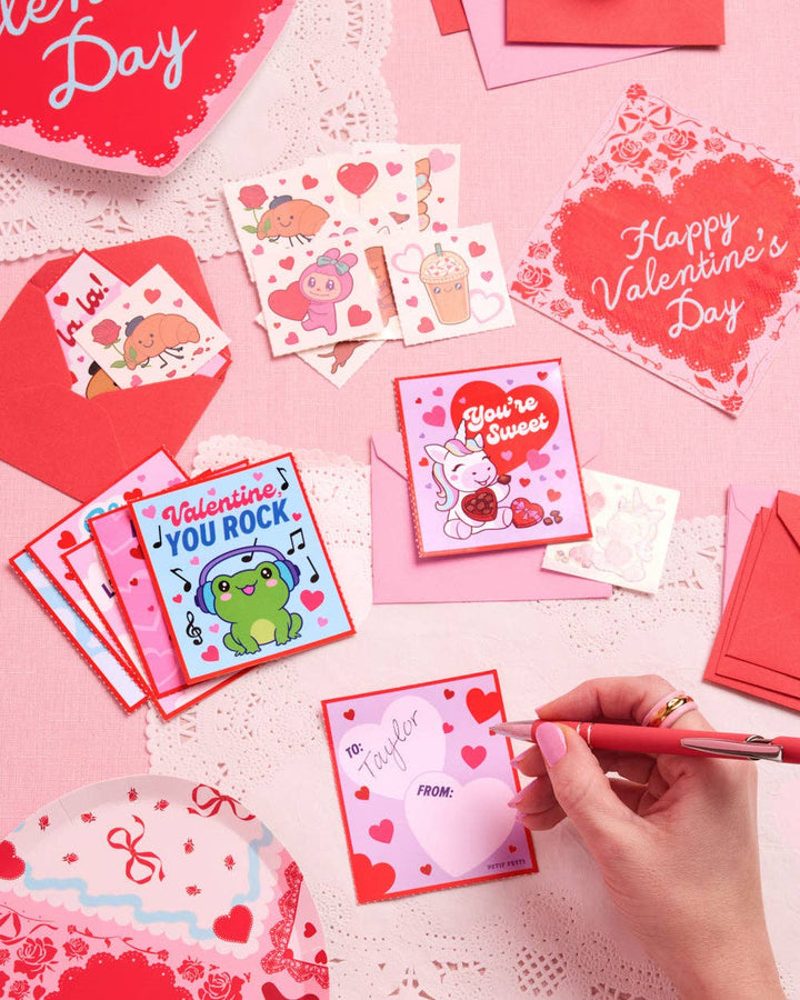 xo, Fetti Holiday Valentine Kawaii V-Day Card Set | kawaii, mochi, kids