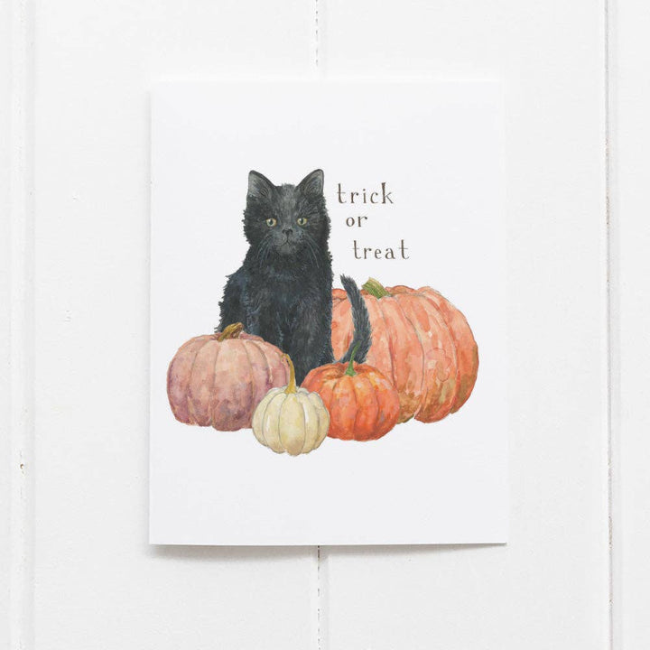Yardia Cards Black Cat and Pumpkins Halloween Card - Trick Or Treat Card