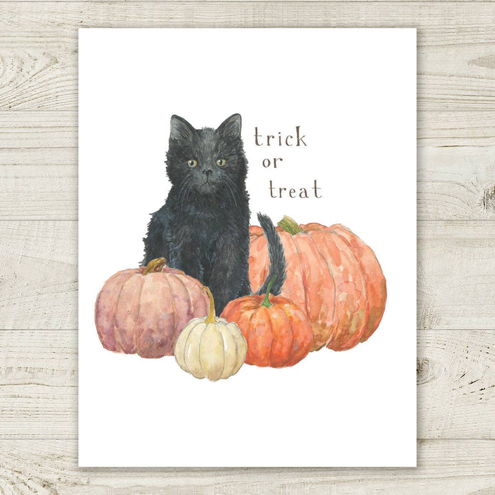 Yardia Cards Black Cat and Pumpkins Halloween Card - Trick Or Treat Card