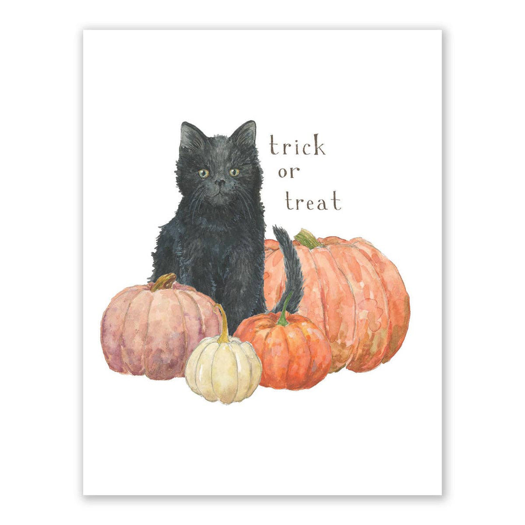 Yardia Cards Black Cat and Pumpkins Halloween Card - Trick Or Treat Card