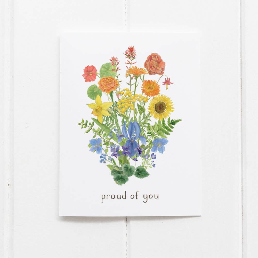 Yardia Cards Gay Pride Bouquet Card, LGBTQ Pride Floral Greeting Card