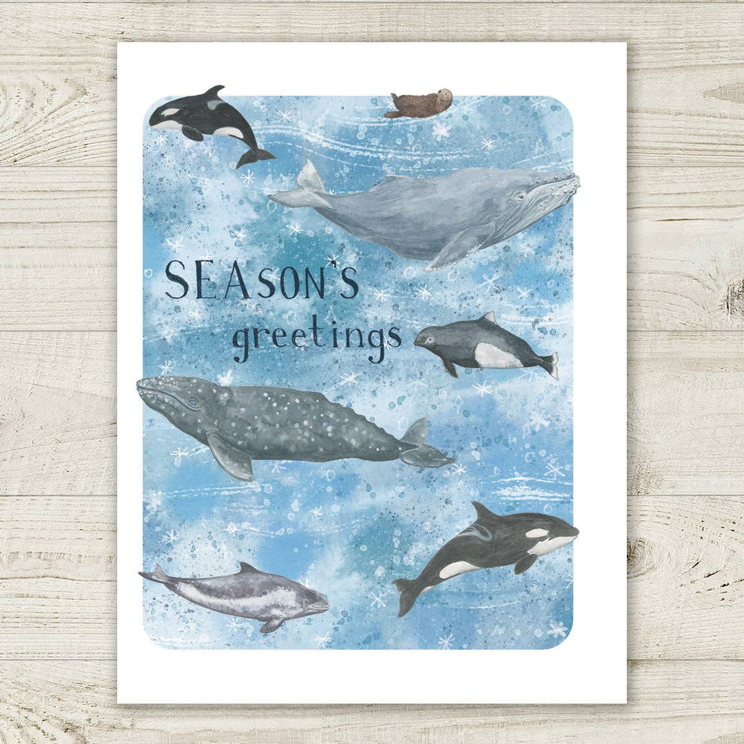 Yardia Cards Season's Greetings Sea Life Holiday Card - Christmas Card