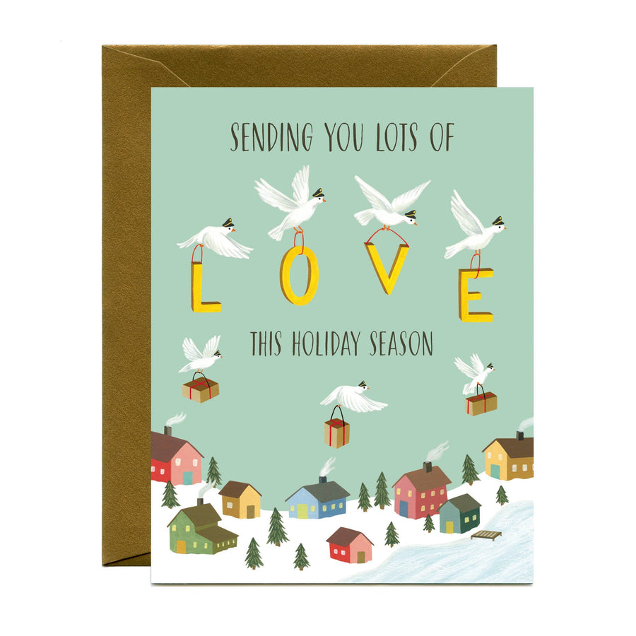 Yeppie Paper Boxed Card Set Sending Holiday Love Doves Card - Boxed Set of 8