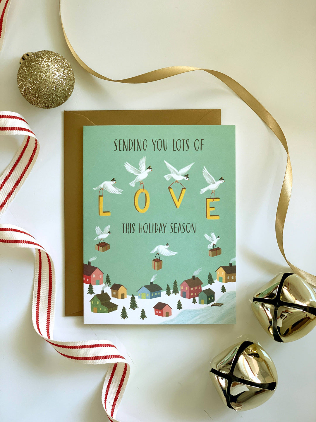 Yeppie Paper Boxed Card Set Sending Holiday Love Doves Card - Boxed Set of 8