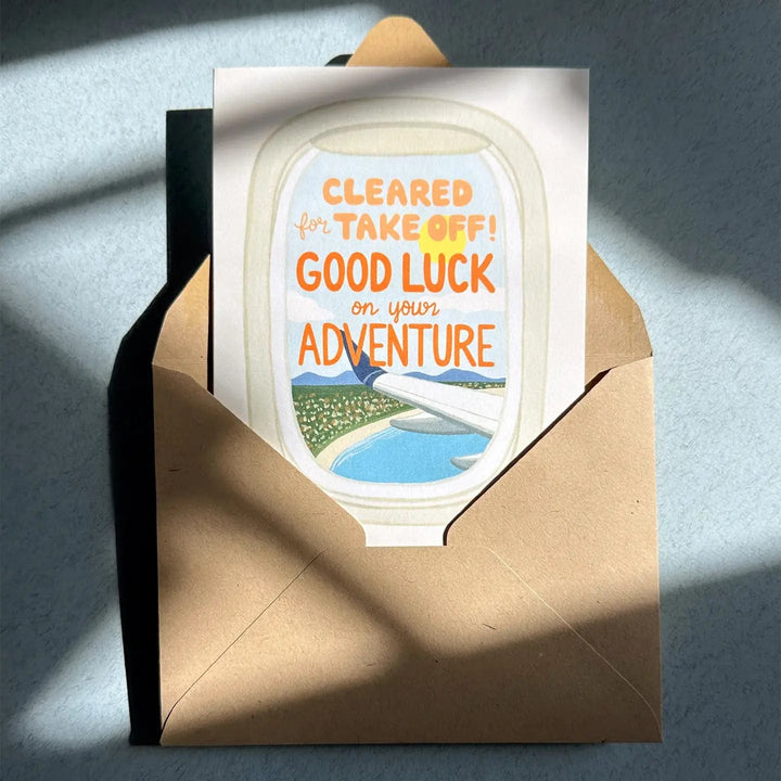 Yeppie Paper Card Airplane Window Adventure Good Luck Card