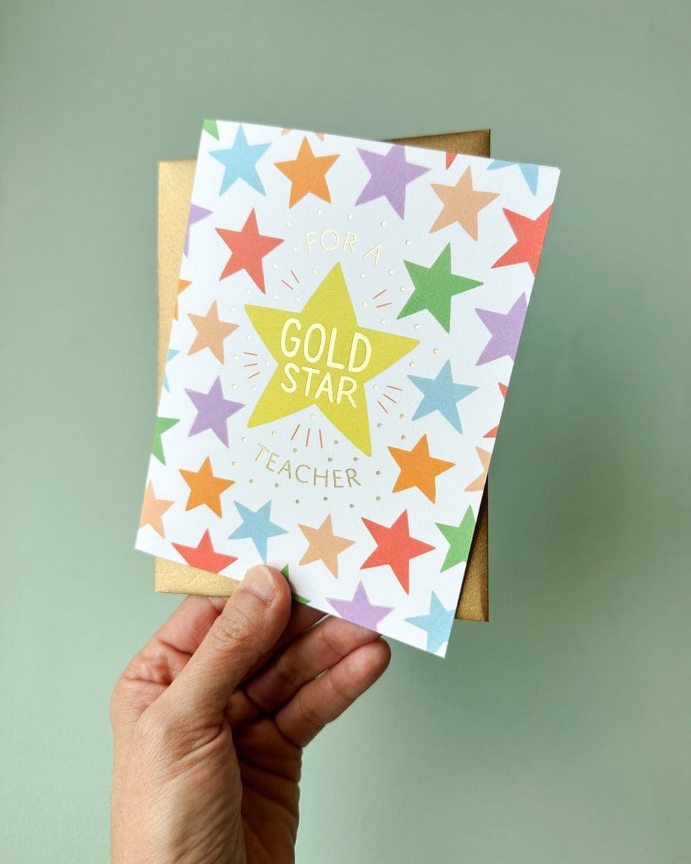 Yeppie Paper Card Gold Star Teacher Appreciation Card Foil Stamped