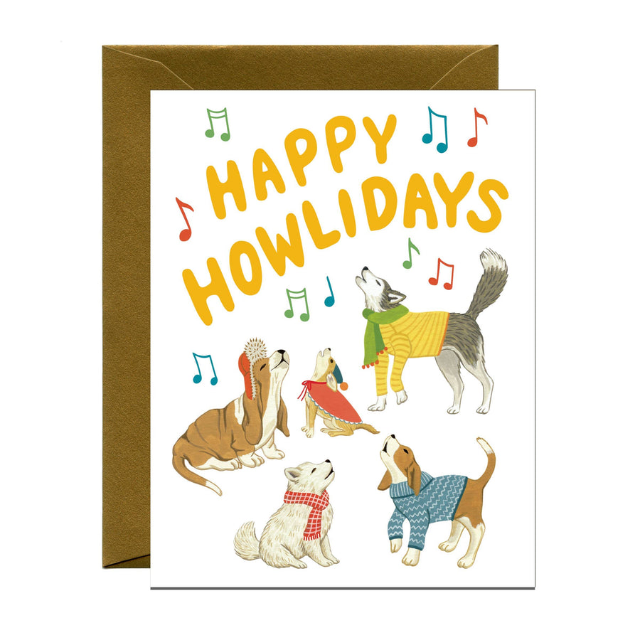 Yeppie Paper Card Holiday Howlers Caroling Dogs Card