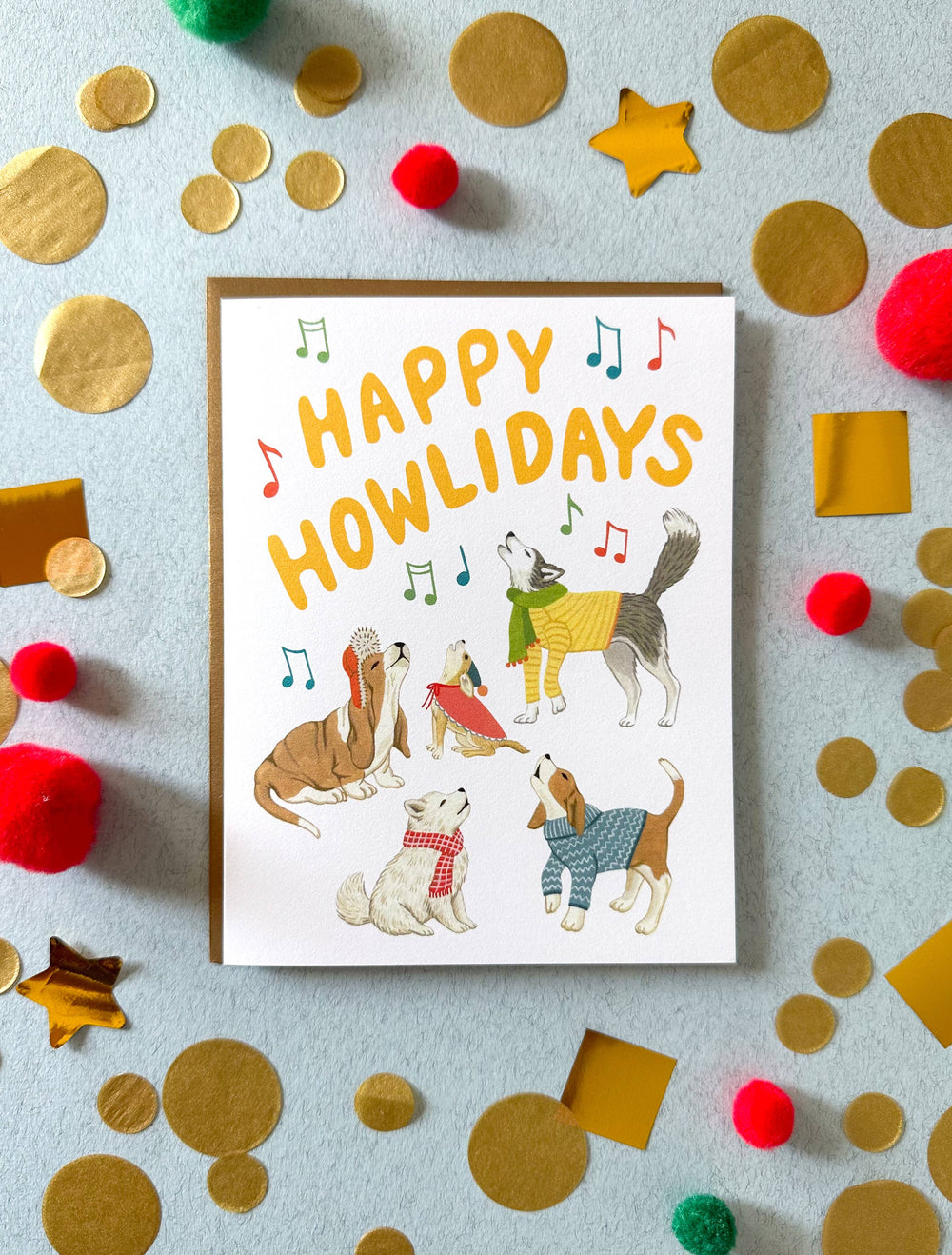 Yeppie Paper Card Holiday Howlers Caroling Dogs Card