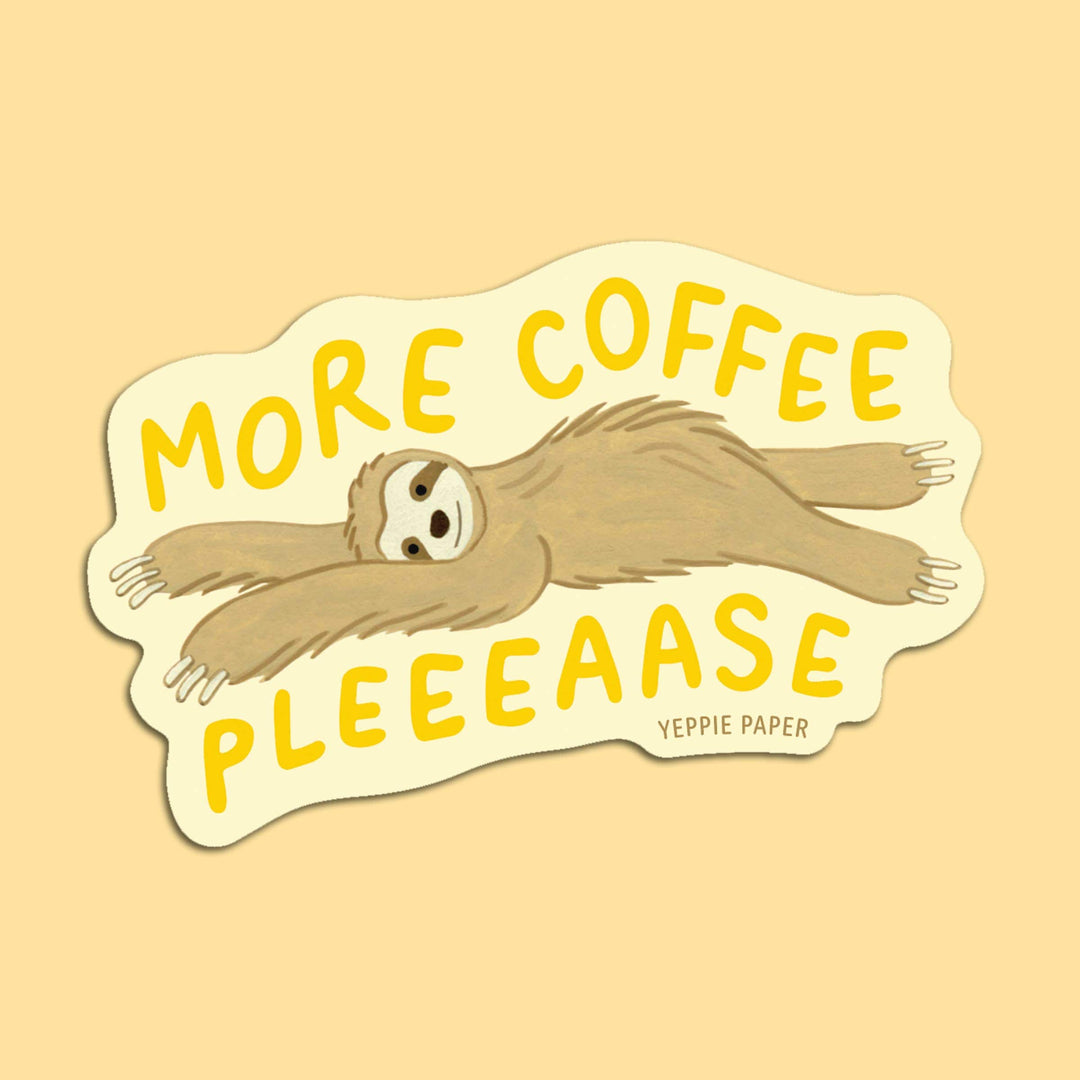 Yeppie Paper Cards More Coffee Please Sleepy Sloth- Die Cut Sticker