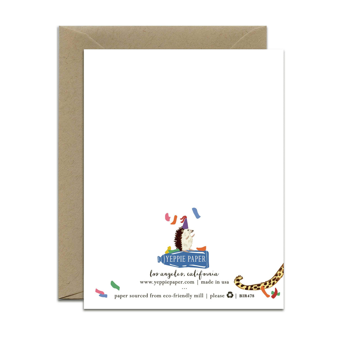 Yeppie Paper Cards Party Animals (Bear, Raccoon, Chimpanzee) Birthday Card