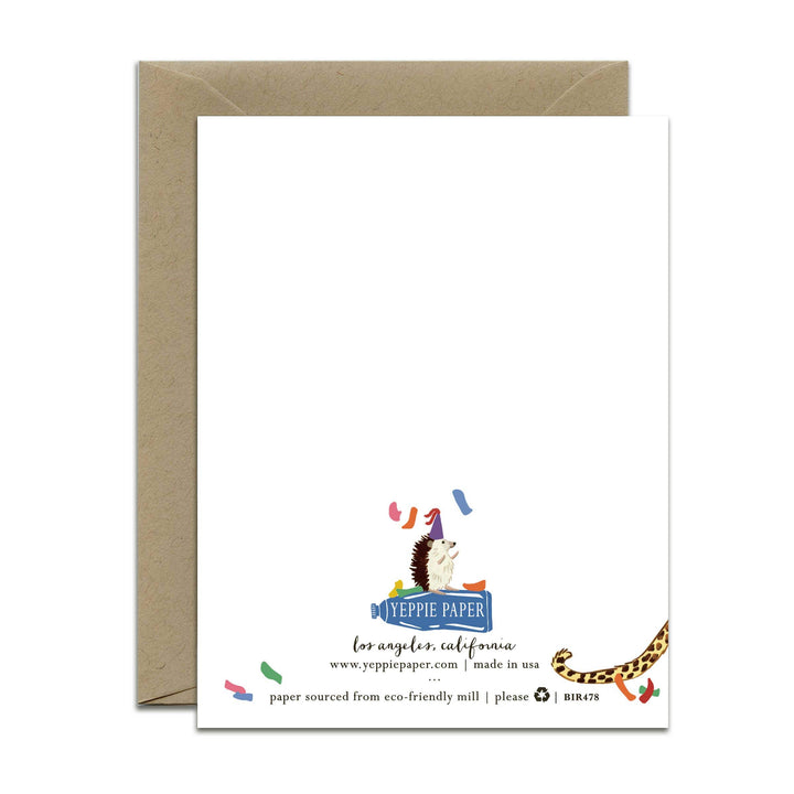 Yeppie Paper Cards Party Animals (Bear, Raccoon, Chimpanzee) Birthday Card