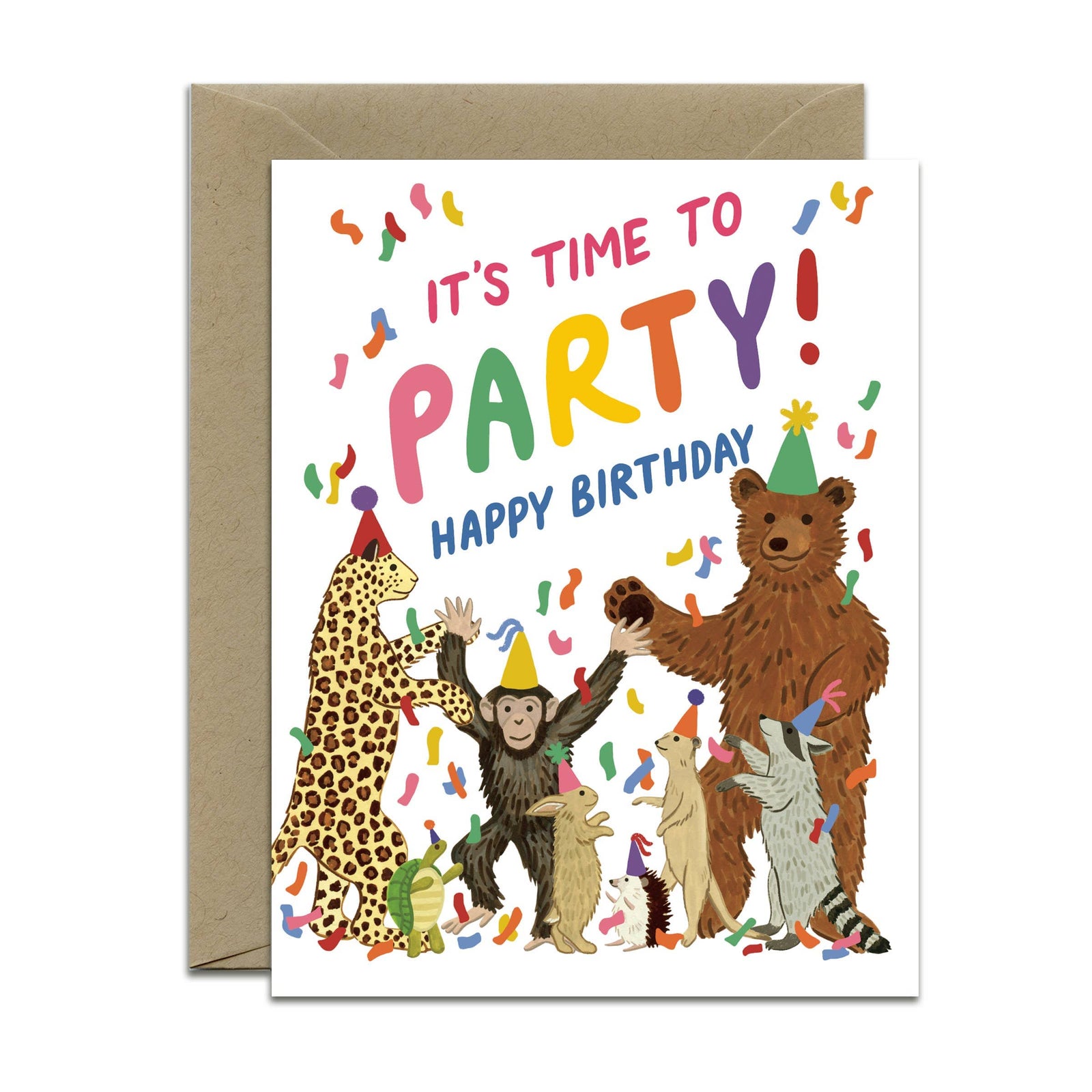 Yeppie Paper Cards Party Animals (Bear, Raccoon, Chimpanzee) Birthday Card