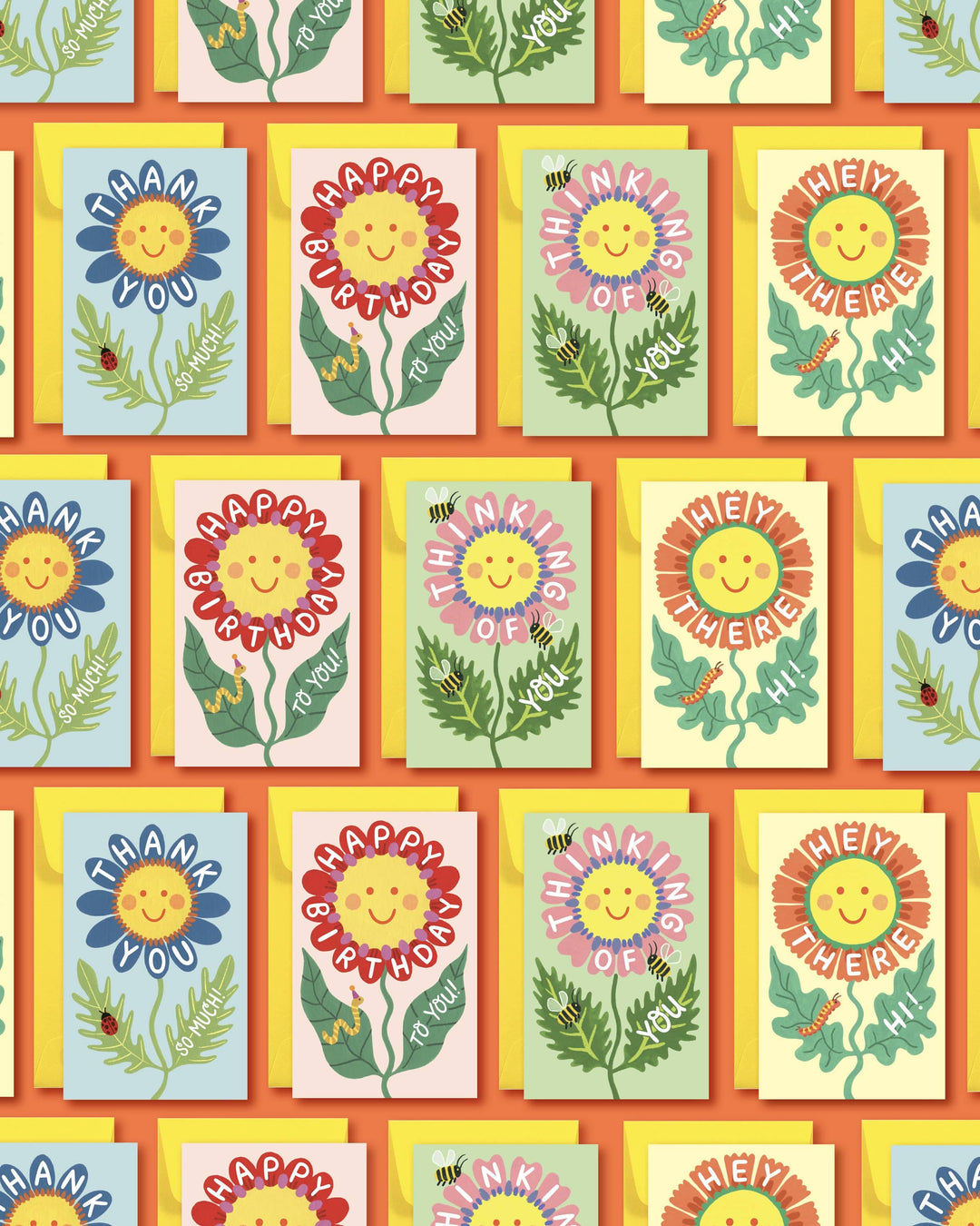 Yeppie Paper Cards Retro Flower Thinking of You - Mini Enclosure Card