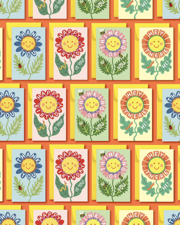 Yeppie Paper Cards Retro Flower Thinking of You - Mini Enclosure Card