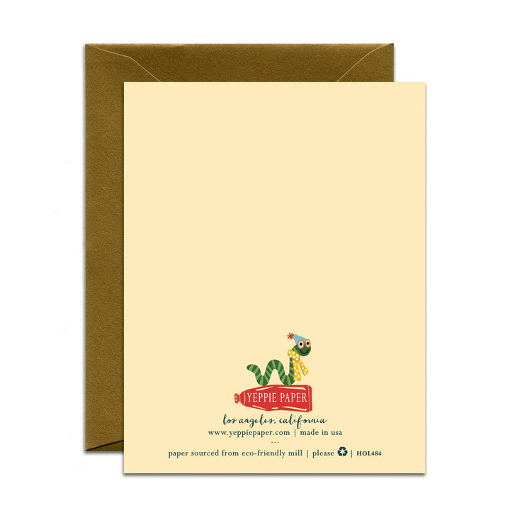 Yeppie Paper Cards Stacks of Joy Book Lover Bookish Holiday Card *Foil Stamped*
