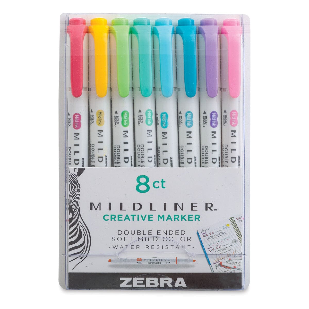 Zebra Paper Mildliner Double Ended Creative Markers - Assorted Colors, Set of 8
