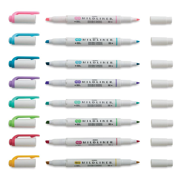 Zebra Paper Mildliner Double Ended Creative Markers - Assorted Colors, Set of 8