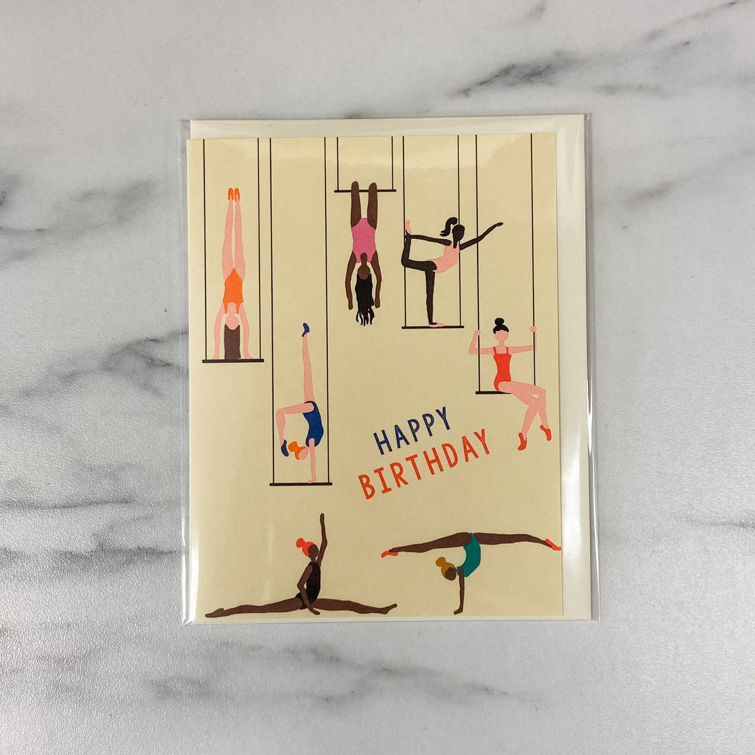 1973 card Happy Birthday Trapeze Card