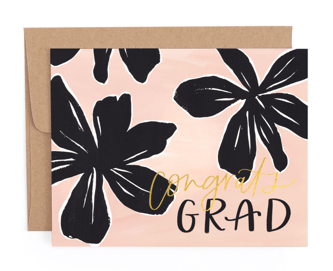 1Canoe2 Card Black Floral Graduation Card