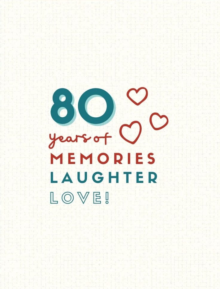 Age-Friendly Vibes Card 80 Years of Memories Card