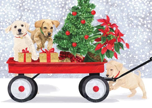 Allport Boxed Card Set Winter Wagon Puppies Boxed Card Set