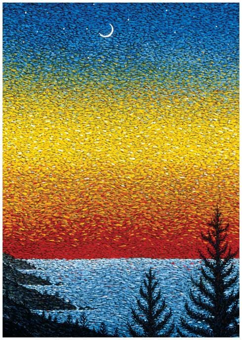 Allport Card Lake Sunset - Single Card