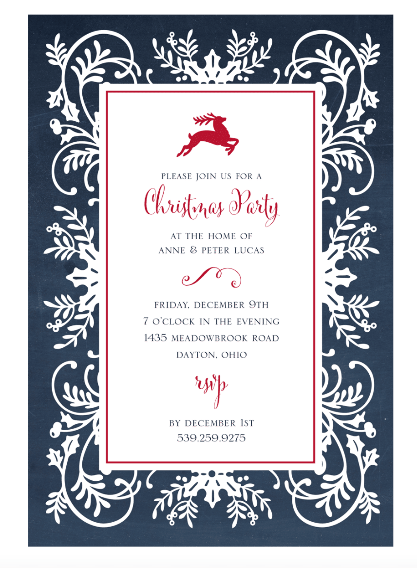 Anna Griffin Invitations Chalkboard Holly Invitation