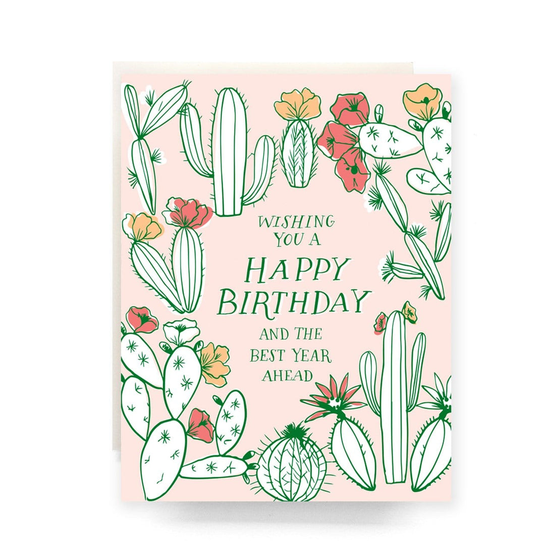 Antiquaria Card Cactus Toile Birthday Card