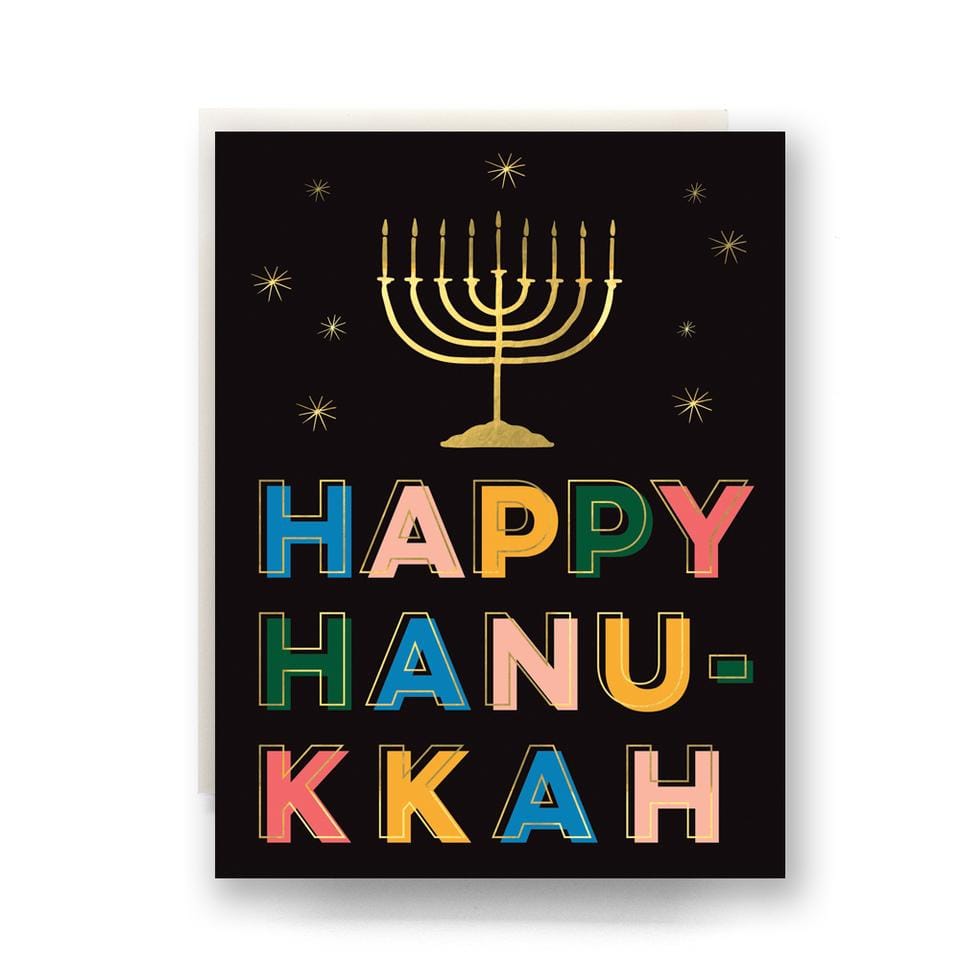 Antiquaria Card Lights Happy Hanukkah Greeting Card