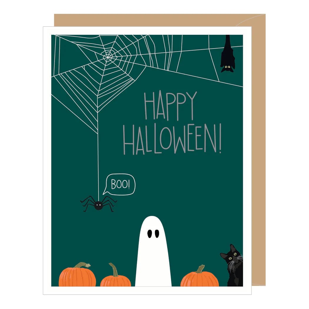 Apartment 2 Cards Card Spider and Ghost Halloween Card