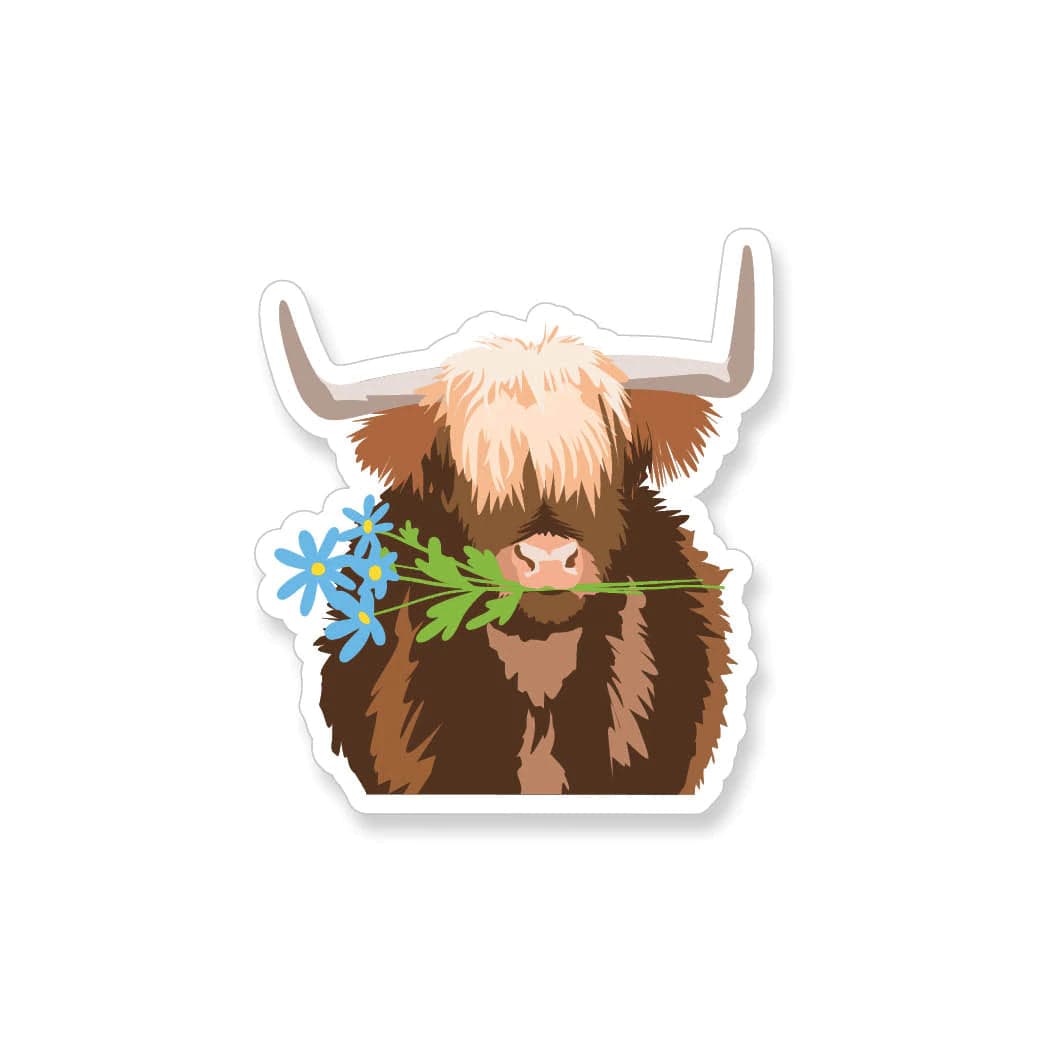 Apartment 2 Cards Sticker Yak with Daisies Vinyl Sticker