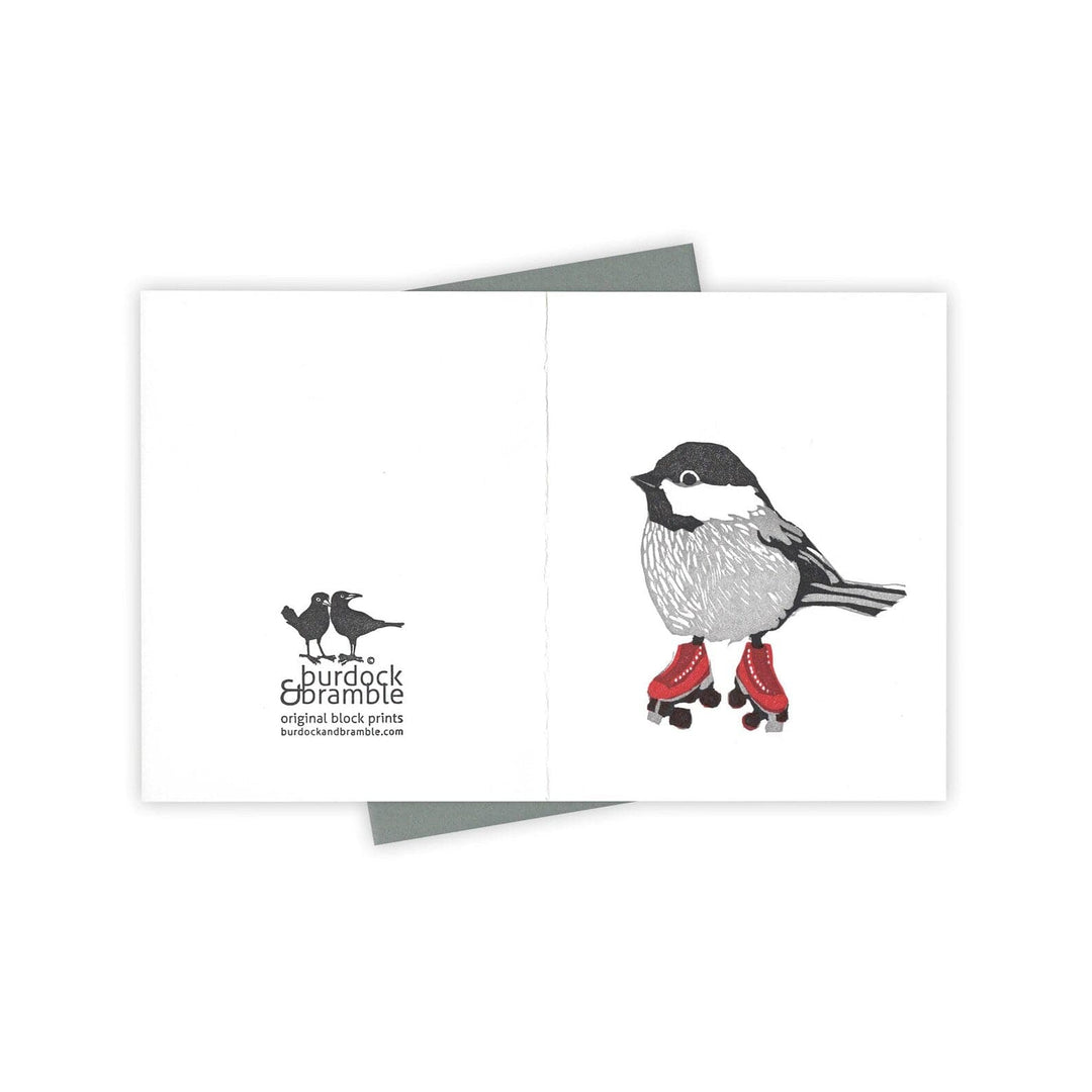 Burdock & Bramble Roller Rink Chickadee Card