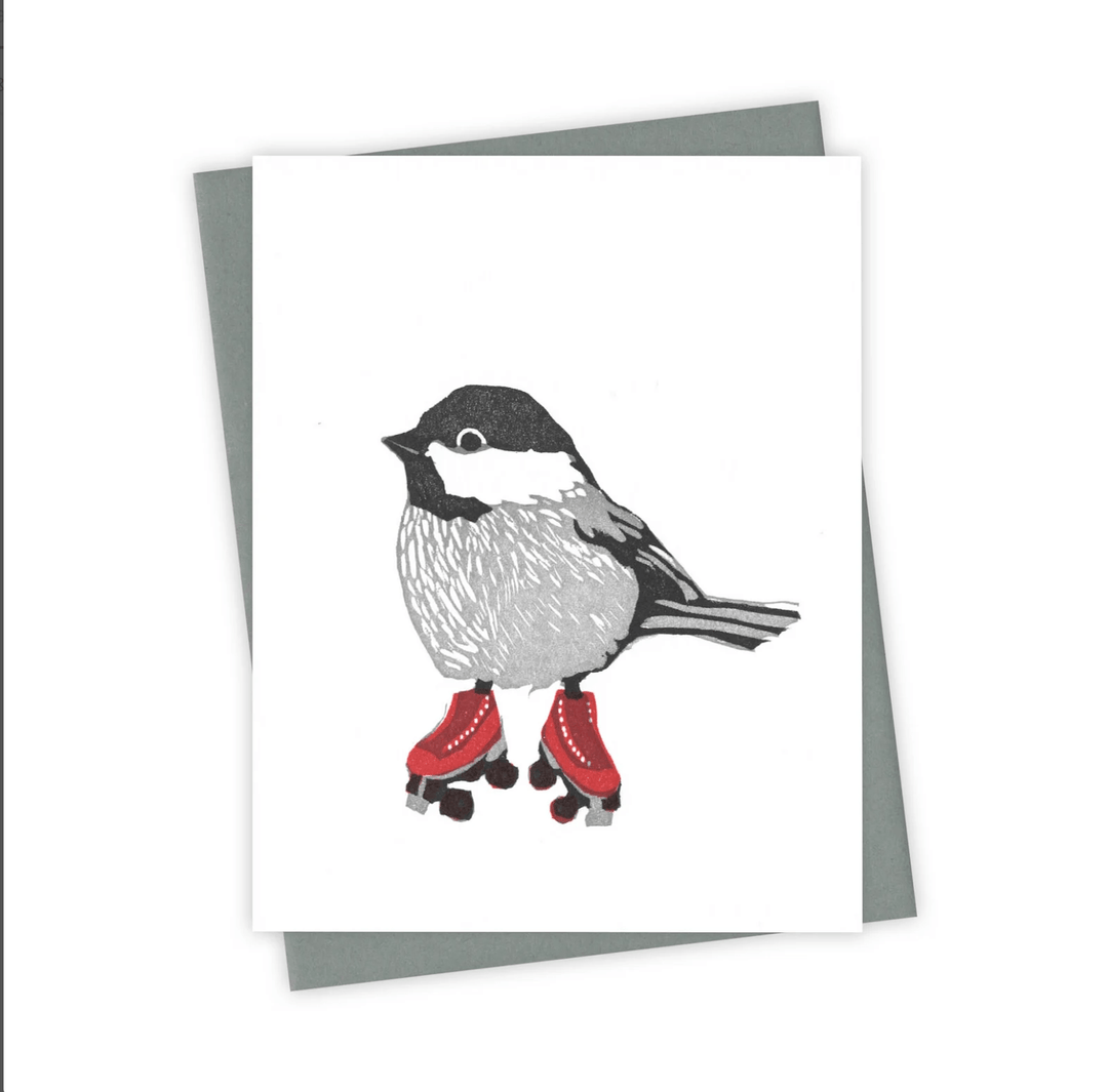 Burdock & Bramble Roller Rink Chickadee Card