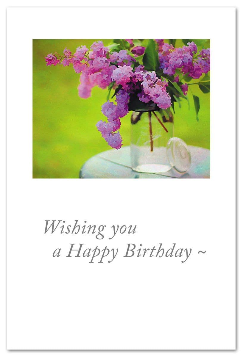 Cardthartic Card Pink Lilacs in Jar Birthday Card