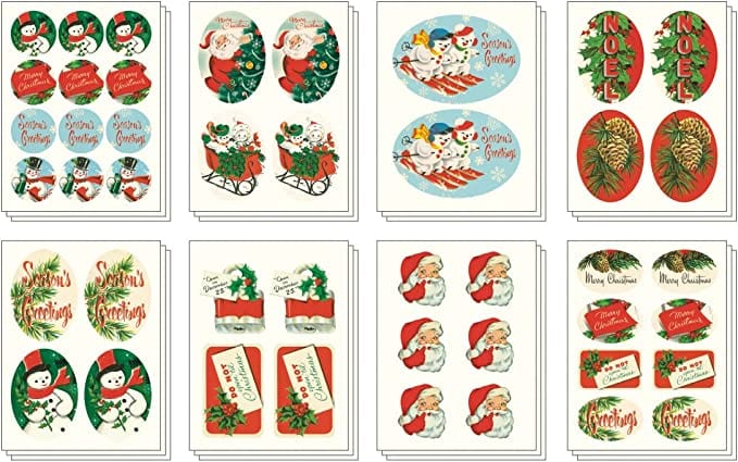 Cavallini &amp; Co. Gift Tags Cavallini &amp; Co Vintage Christmas Stickers- Tin of Labels